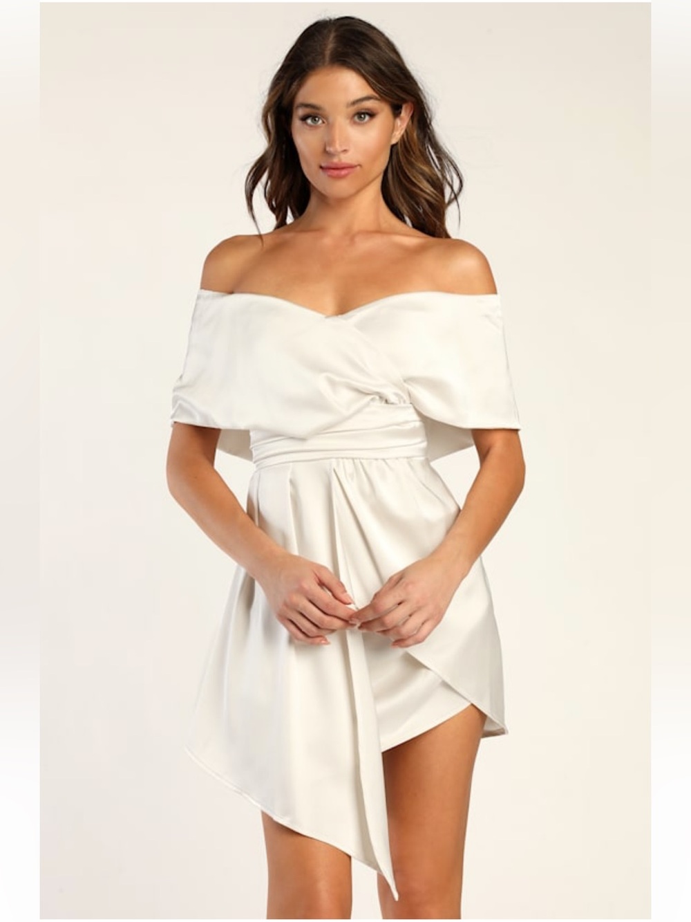 Lulu's Ivory Off-the-Shoulder Short Wedding Dress - Picture 2 of 11